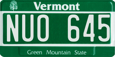 VT license plate NUO645