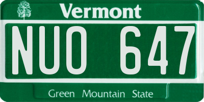 VT license plate NUO647