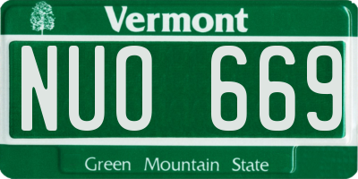 VT license plate NUO669