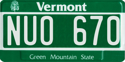 VT license plate NUO670