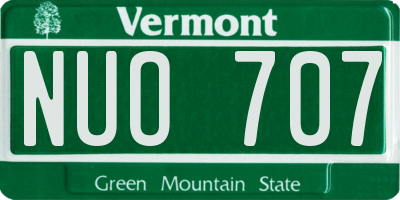 VT license plate NUO707