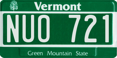 VT license plate NUO721