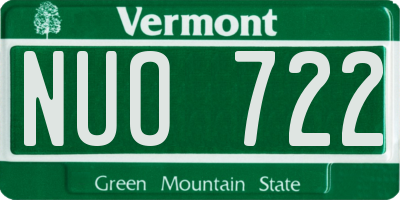 VT license plate NUO722