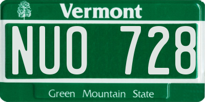 VT license plate NUO728