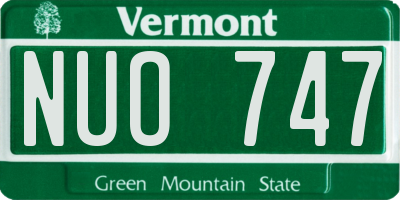 VT license plate NUO747