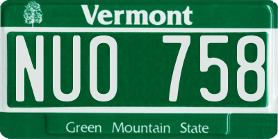 VT license plate NUO758