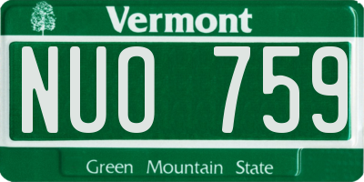 VT license plate NUO759