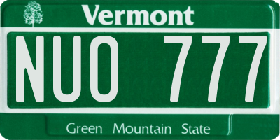 VT license plate NUO777