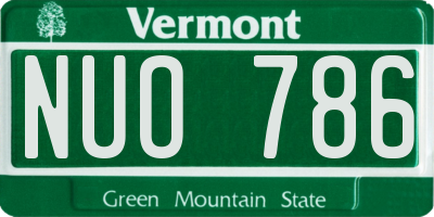 VT license plate NUO786