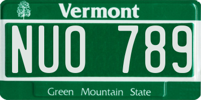 VT license plate NUO789
