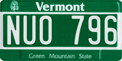 VT license plate NUO796