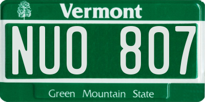 VT license plate NUO807