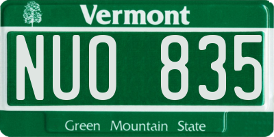 VT license plate NUO835