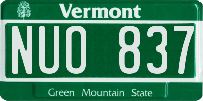 VT license plate NUO837