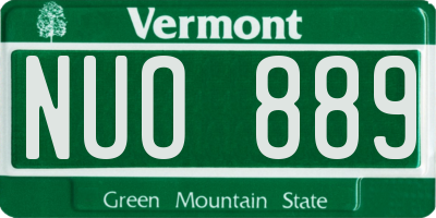 VT license plate NUO889