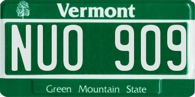 VT license plate NUO909