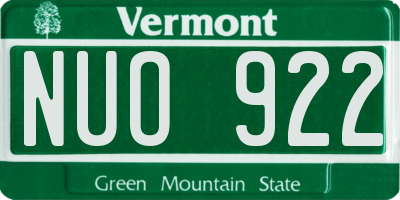 VT license plate NUO922