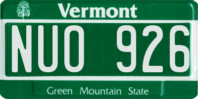 VT license plate NUO926