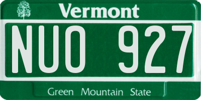 VT license plate NUO927