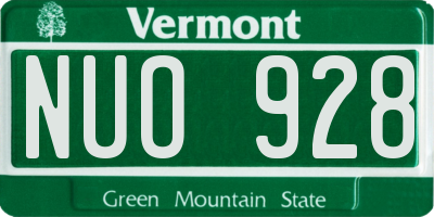 VT license plate NUO928