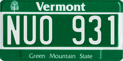VT license plate NUO931