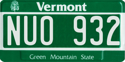VT license plate NUO932