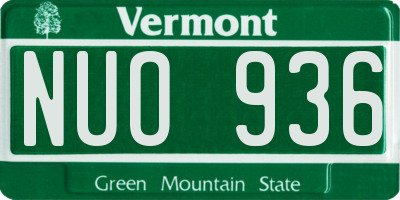 VT license plate NUO936