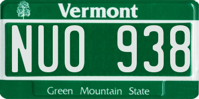 VT license plate NUO938
