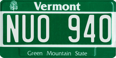 VT license plate NUO940
