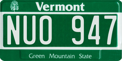 VT license plate NUO947