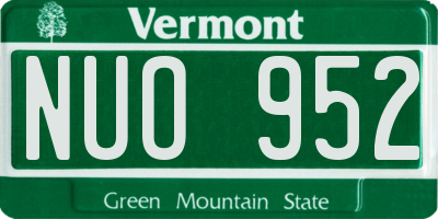 VT license plate NUO952