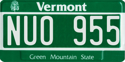 VT license plate NUO955