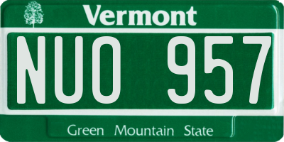 VT license plate NUO957