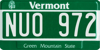 VT license plate NUO972