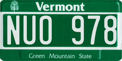 VT license plate NUO978
