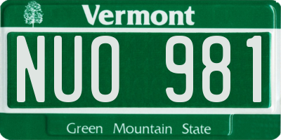 VT license plate NUO981