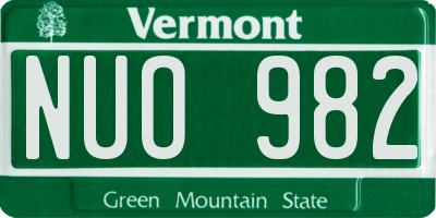 VT license plate NUO982