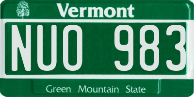 VT license plate NUO983
