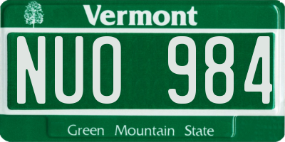 VT license plate NUO984