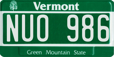 VT license plate NUO986