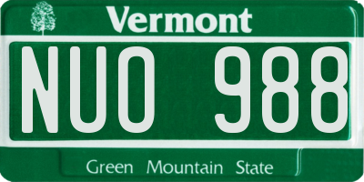VT license plate NUO988