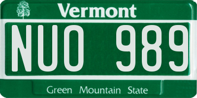 VT license plate NUO989