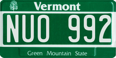 VT license plate NUO992
