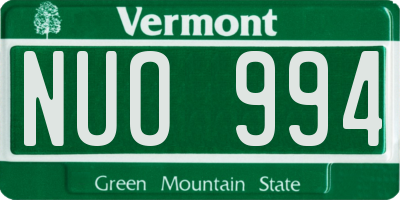 VT license plate NUO994