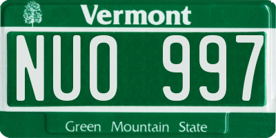 VT license plate NUO997