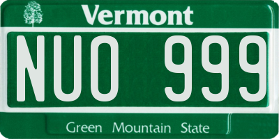 VT license plate NUO999