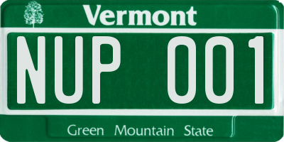 VT license plate NUP001