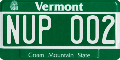 VT license plate NUP002