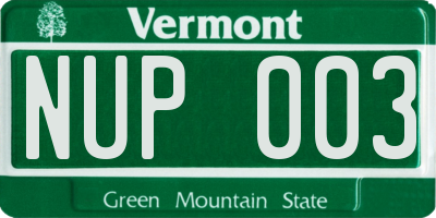 VT license plate NUP003