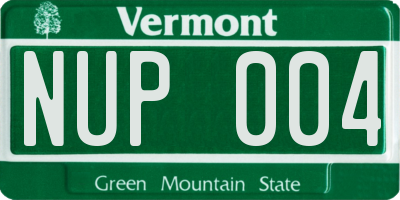 VT license plate NUP004